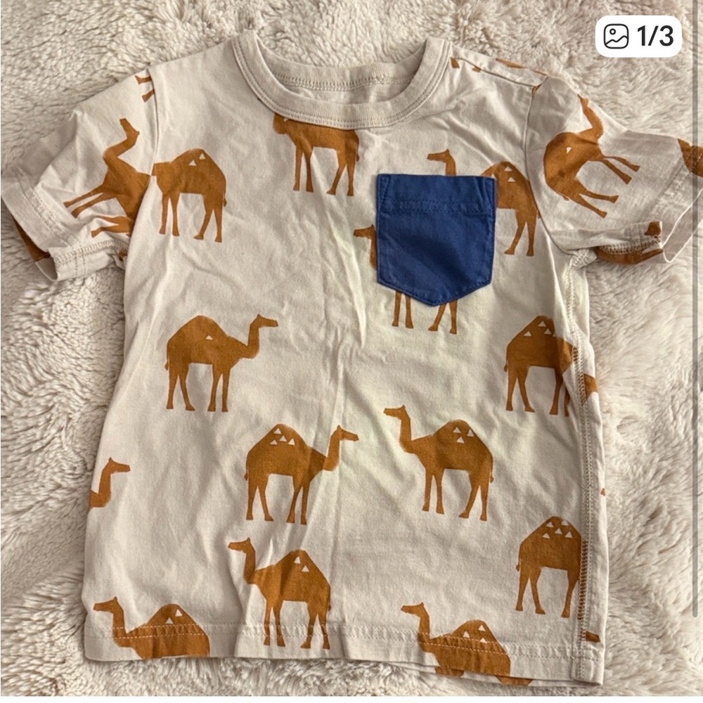 Tea Collection Camel Graphic Tee with Navy Pocket